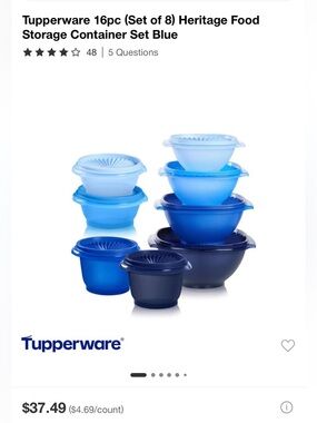 Tupperware Blue Graduated Nesting Bowls Set